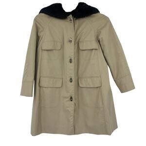 Vtg 80s Country Pacer Fur Trimmed Womens Coat Sz L 90s Heritage Old Money Safari